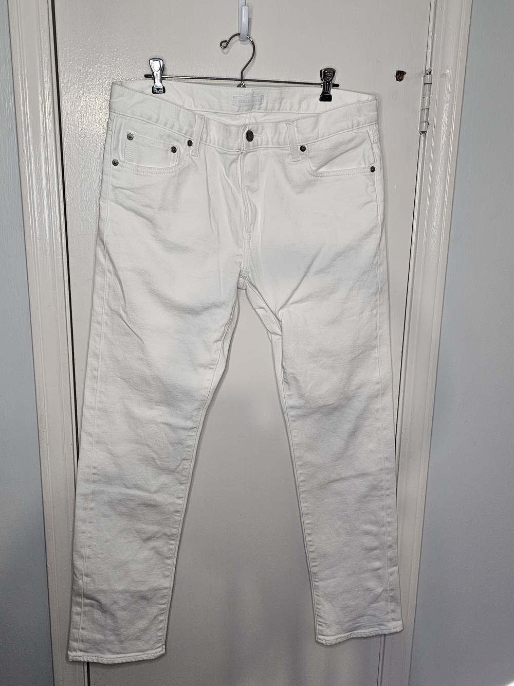 Uniqlo Men's Slim Fit Raw Selvedge Straight White Denim Jeans 35/32